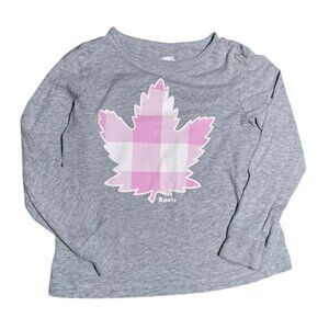 Roots 5T Girls Shirt Long Sleeve Pink Plaid Tops Grey Casual Neutral Cotton 5 Yr